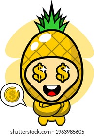 Zeichentrickfigur, Vektorgrafik der Kostümkostüme von Ananas