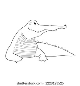 Сrocodile cartoon character, vector illustration. Coloring book for kids.