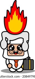 personaje de dibujos animados ilustración vectorial de un hombre de negocios adorable vestido de mascota de una vela blanca