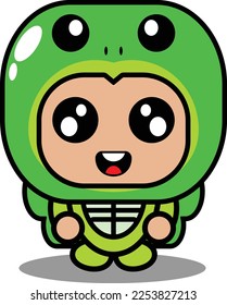 cartoon character vector illustration of cute turtle animal mascot costume