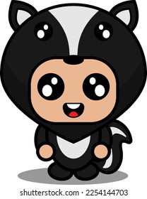 cartoon character vector illustration of cute skunk animal mascot costume