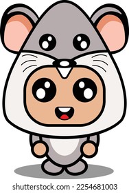cartoon character vector illustration of cute rat animal mascot costume