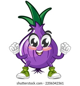 cartoon character vector illustration of healthy and vibrant onion