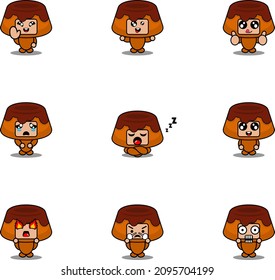 cartoon character vector illustration mascot costume set chocolate cake food expression bundle