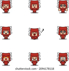 cartoon character vector illustration mascot costume set grilled ribs food expression bundle