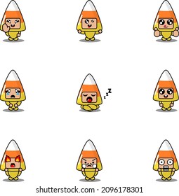 cartoon character vector illustration mascot costume set halloween candy food expression bundle