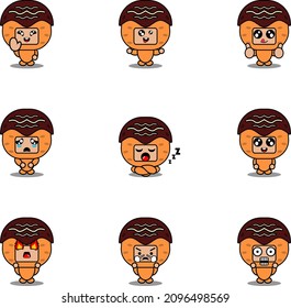 cartoon character vector illustration mascot costume set takoyaki food expression bundle
