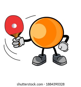 cartoon character vector illustration, ping pong ball, masko