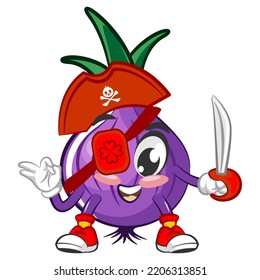 cartoon character vector illustration of pirate onion