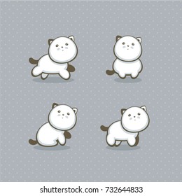 Cartoon character vector illustration. Set of cute cats. 