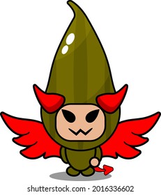 cartoon character vector mascot costume cardamom spice cute simple devil with red wings and horns