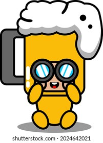 cartoon character vector mascot costume cute beer glass doodle sitting binoculars