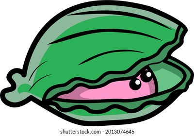 cartoon character vector of  shell Pearl cute Kawaii style