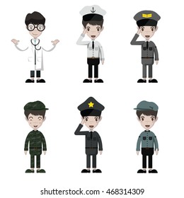 cartoon character vector workers, profession people uniform, cartoon vector illustration 