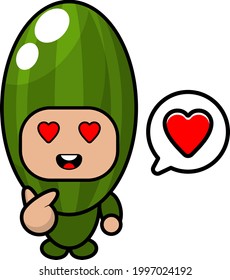 cartoon character vegetable cucumber mascot costume vector love the bubble