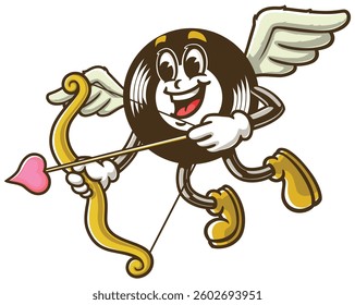 Cartoon character of Vinyl record as Cupid