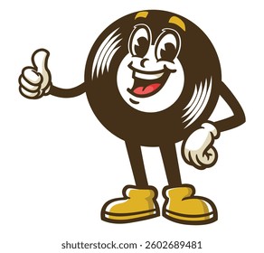 Cartoon character of Vinyl record with thumbs up pose