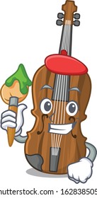 Cartoon character of violin Artist with a brush