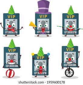 Cartoon character of vip card with various circus shows