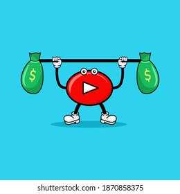 icono de vlog de caricatura. levantar el saco de dinero. perfecto para iconos con un tema de negocios.
