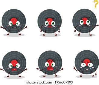 Cartoon character of vynil record with what expression