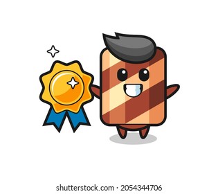 Cartoon character of wafer roll as a tennis player , cute style design for t shirt, sticker, logo element