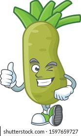 cartoon character of wasabi making Thumbs up gesture