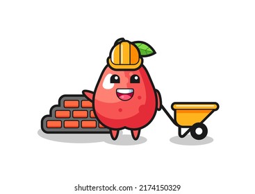 Caricatura de manzana acuática como constructor , diseño de estilo lindo para camiseta, pegatina, elemento logo