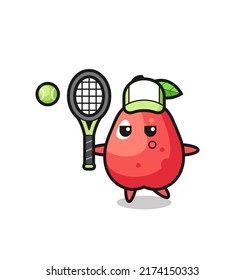 Cartoon character of water apple as a tennis player , cute style design for t shirt, sticker, logo element