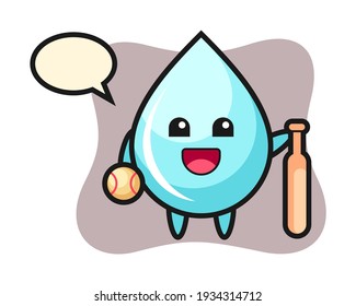 Cartoon character of water drop as a baseball player