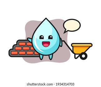 Cartoon character of water drop as a builder