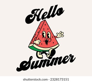 cartoon character of watermelon fruit Graphic Design for T shirt Street Wear and Urban Style