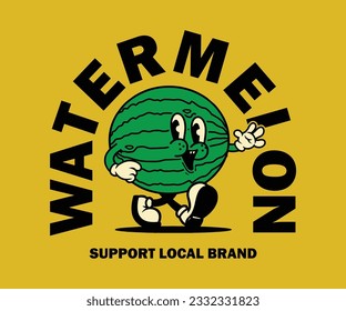 cartoon character of watermelon fruit Graphic Design for T shirt Street Wear and Urban Style