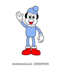 Cartoon Character Waving Hand Vector Illustration 