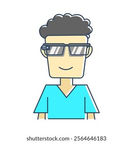 cartoon character wearing augmented reality (AR) glasses. relevant in various contexts, such as technology, innovation, virtual reality and digital transformation.