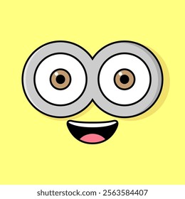 Cartoon character wearing glasses laughing background vector illustration