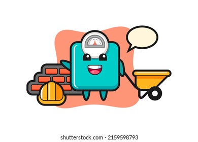 Cartoon character of weight scale as a builder , cute style design for t shirt, sticker, logo element