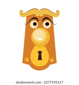 Cartoon character of whimsical door knob isolated vector graphic 