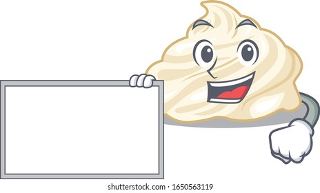 cartoon character of whipped cream design concept bring a board