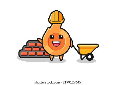 Cartoon character of whistle as a builder , cute design