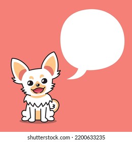 Cartoon character white chihuahua dog with speech bubble for design.