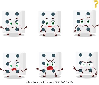 Cartoon character of white dice with what expression. Vector illustration