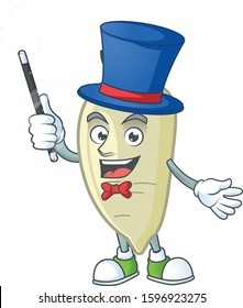 Cartoon character of white radish performance as a Magician