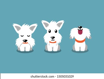 Cartoon character white scottish terrier dog poses for design.