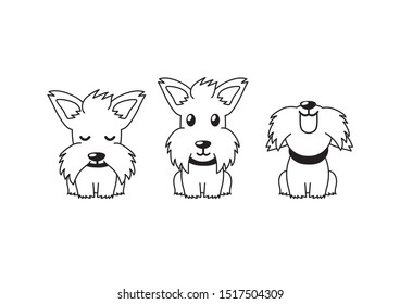 Cartoon character white scottish terrier dog poses for design.