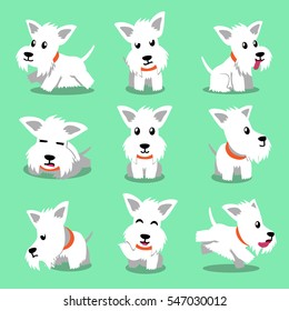 Cartoon Character White Scottish Terrier Dog Poses