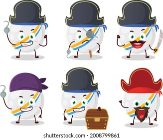 Cartoon character of white stripes marbles with various pirates  emoticons. Vector illustration