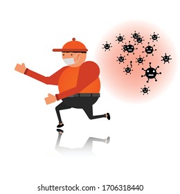 A cartoon character who runs from a virus.