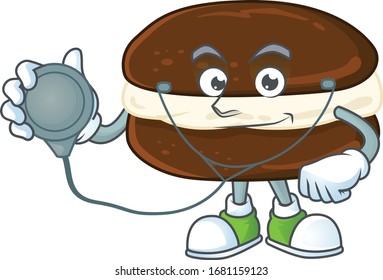 A cartoon character of whoopie pies Doctor using tools