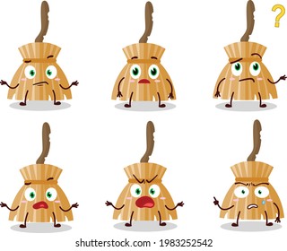Cartoon character of witch broom with what expression